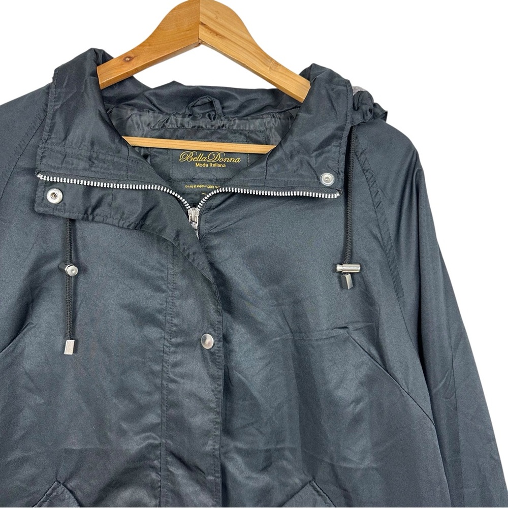 Bella Donna Moda Italiana Hooded Lightweight Full Zip Up Utility Jacket Black - Picture 12 of 13
